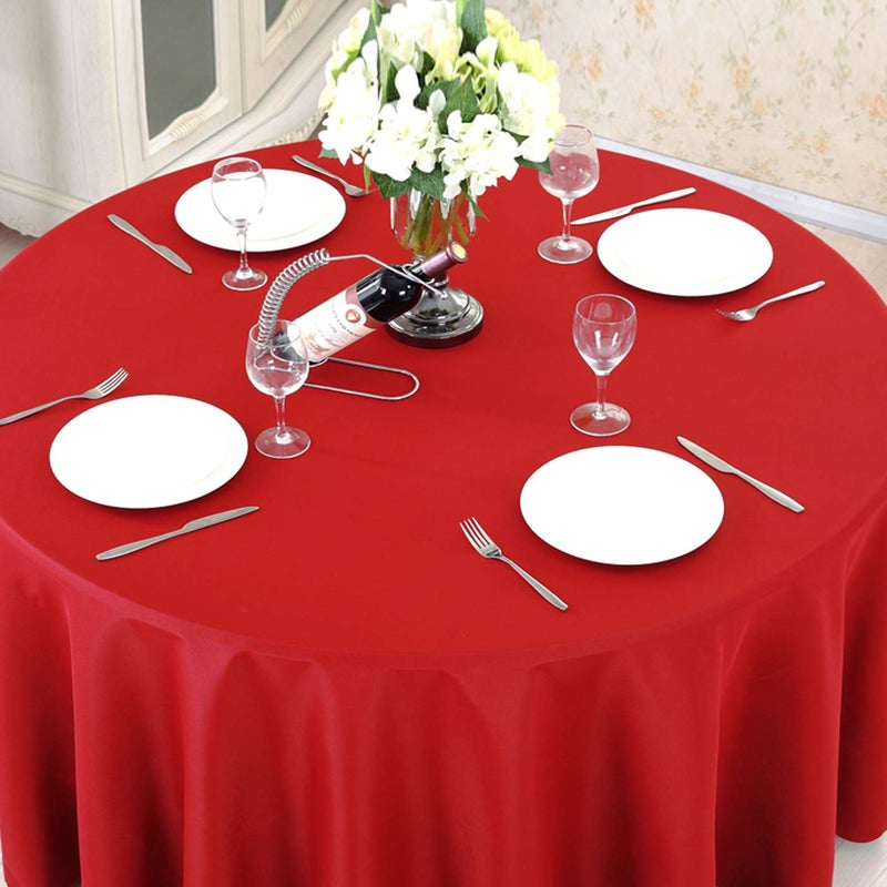 Surmente Red Tablecloth for Round Tables, 120-inch Round Table Cloths for Weddings, Banquets, or Restaurants - Image 5